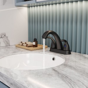 Kumasinova 2-Handle Bathroom Faucet,Centerset for 2 or 3 Holes,1.2 GPM Spout with Ceramic Cartridge,Deck Mounted Sink Faucet with CUPC Certified Lines - 1 of 4