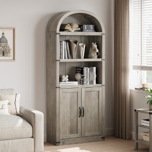5-Tier Arched Bookshelf, 71.65" Tall Farmhouse Wood Bookcase with Storage Shelves, for Living Room, Bedroom, Home Office - 1 of 4