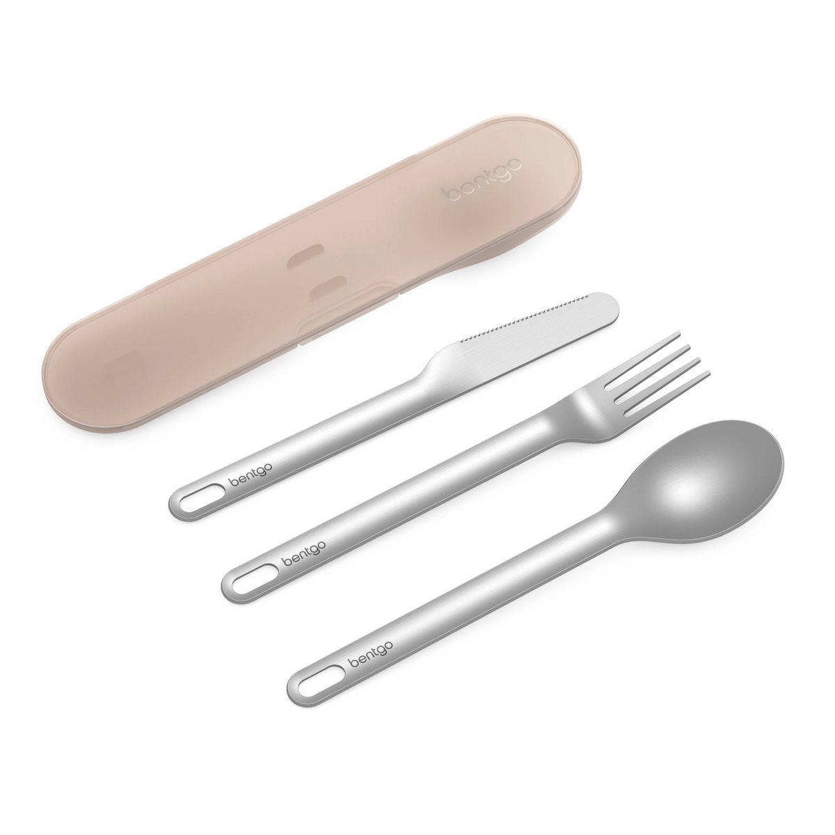Bentgo Stainless Steel Reusable 3pc Travel Utensil Set with Carrying Case - Sand
