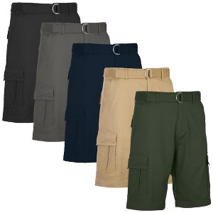 Blu Rock Men's Modern Fit  Cotton Flex Stretch Cargo Shorts With Belt- 5 Pack - 1 of 4