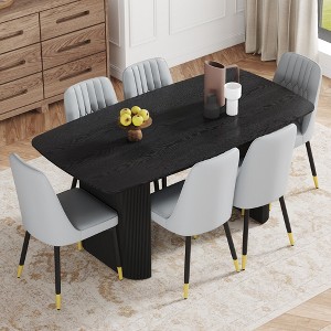 7-Piece Dining Set with MDF Table and 6 Chairs with PU Cushions - 1 of 4