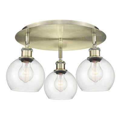 Athens - 3 Light Flush Mount In Industrial Style-8.63 Inches Tall and 17.75 Inches Wide