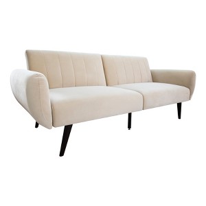 Clara Foldable Velvet Sofa Bed Ivory - Abbyson Living