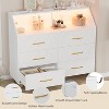 Garvee Wood Dresser for Bedroom - 6 Drawer Dresser with LED Lights & Charging Station, Entryway - 4 of 4