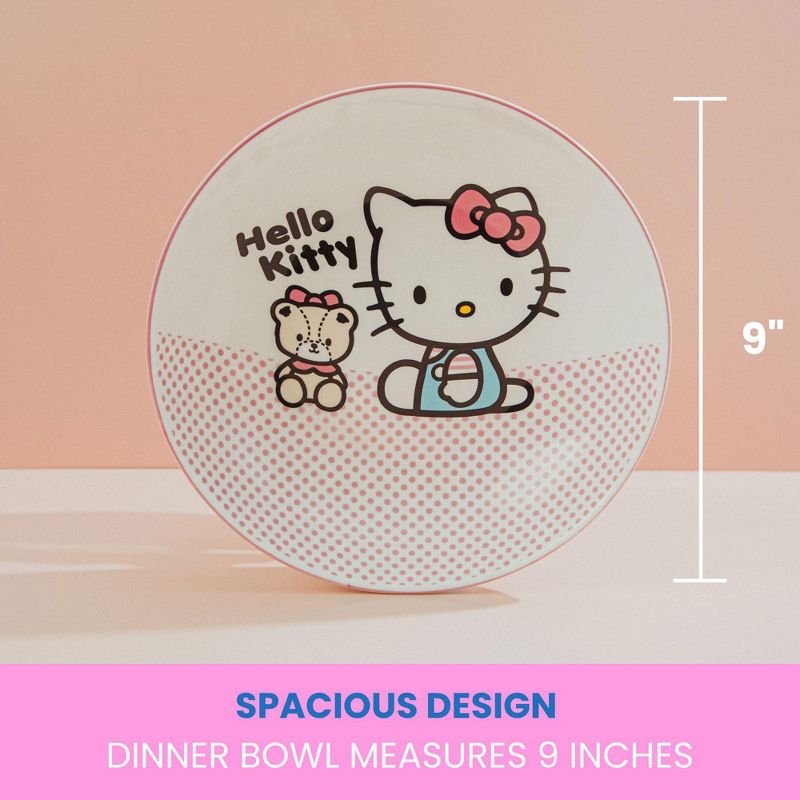Silver Buffalo Sanrio Hello Kitty Pink Dots 9-Inch Ceramic Coupe Dinner Bowl, 4 of 9