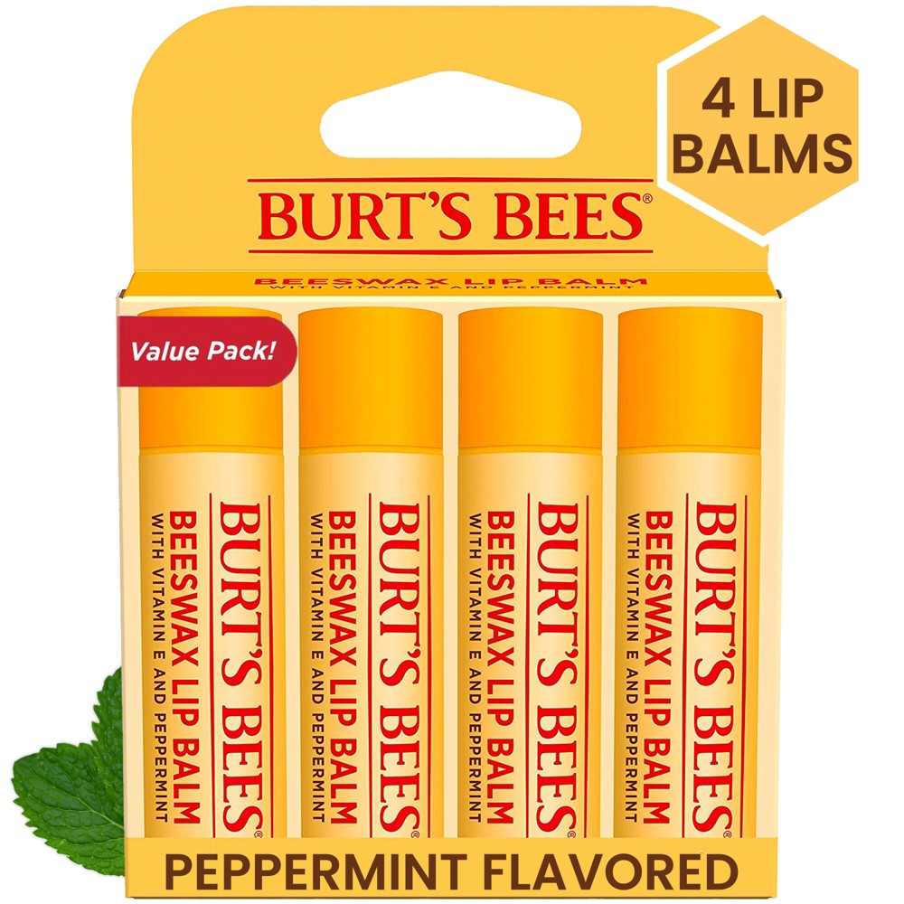 Photos - Cream / Lotion Burts Bees Burt's Bees Lip Balm - Beeswax - 4ct/0.6oz 