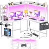 Aheaplus L Shaped Gaming Desk with Led Light & Hutch, Reversible Home Office Desk - 2 of 4