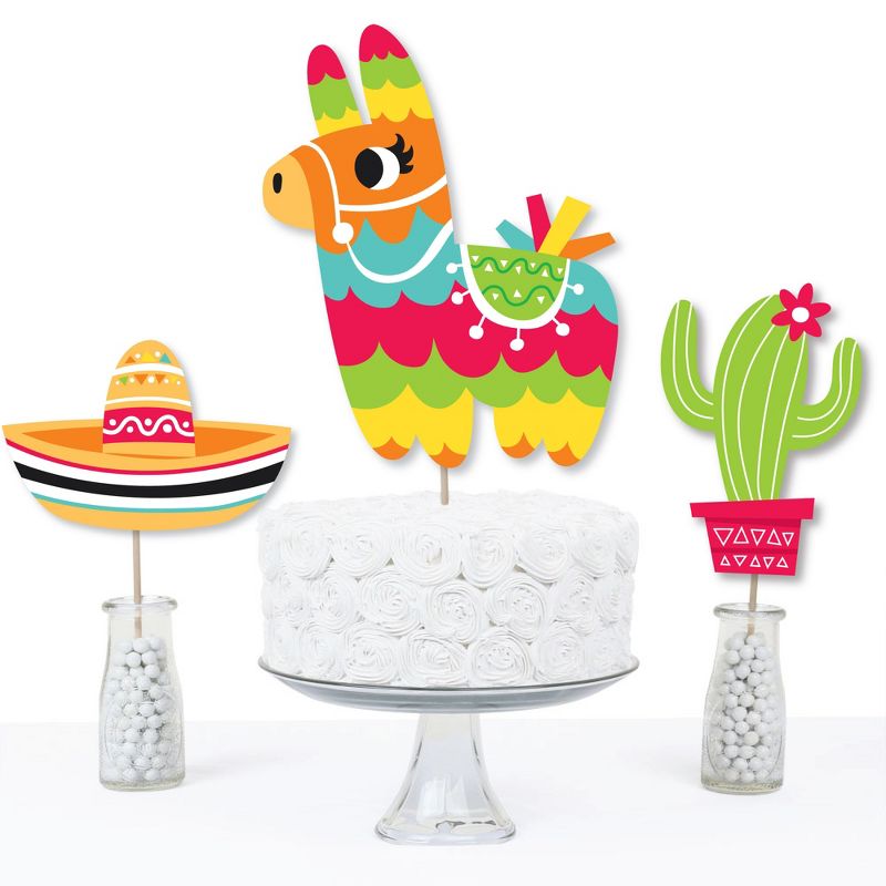 Big Dot of Happiness Pinata Party - Colorful Fiesta Centerpiece Sticks - Table Toppers - Set of 15, 4 of 9