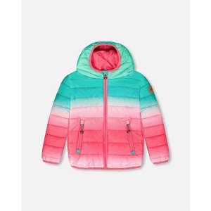 Deux par Deux Girl Quilted Mid-Season Jacket Green and Pink Gradient - 1 of 4