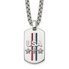 Chisel Stainless Steel Polished Enameled USA and Stars Dog Tag on a 22" Box Chain Necklace - 2 of 4