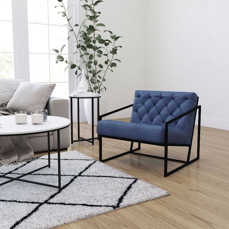 Merrick Lane Modern Lounge Chair With Tufted Seating And Metal Frame, 3 of 12