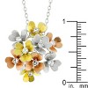 Slickblue Floral Summer Bouquet Pendant, Rose Gold & Silver Flowers with CZ, Rhodium-Plated - 3 of 3