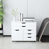 Costway 5-Drawer File Cabinet Mobile Chest of Drawers with Side Cabinet 5 Casters - 2 of 4