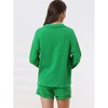 cheibear Women's Button Down Long Sleeve Sleepwear Shirt with Shorts Casual Lounge Sets - 4 of 4