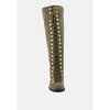 STREET-SLAY Antique Eyelets lace up Knee Boots In Olive - 3 of 4