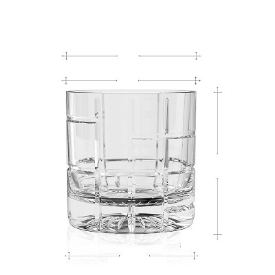 LEMONSODA Premium Checkered Crystal Whiskey Glasses - Set of 6 (12 fl. oz.)