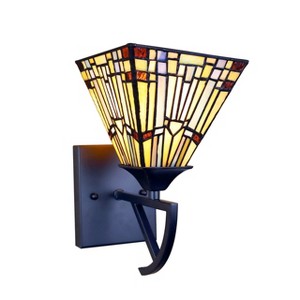Chloe Lighting Kinsey Mission Tiffany-Style Blackish Bronze 1 Light Wall Sconce - 1 of 4