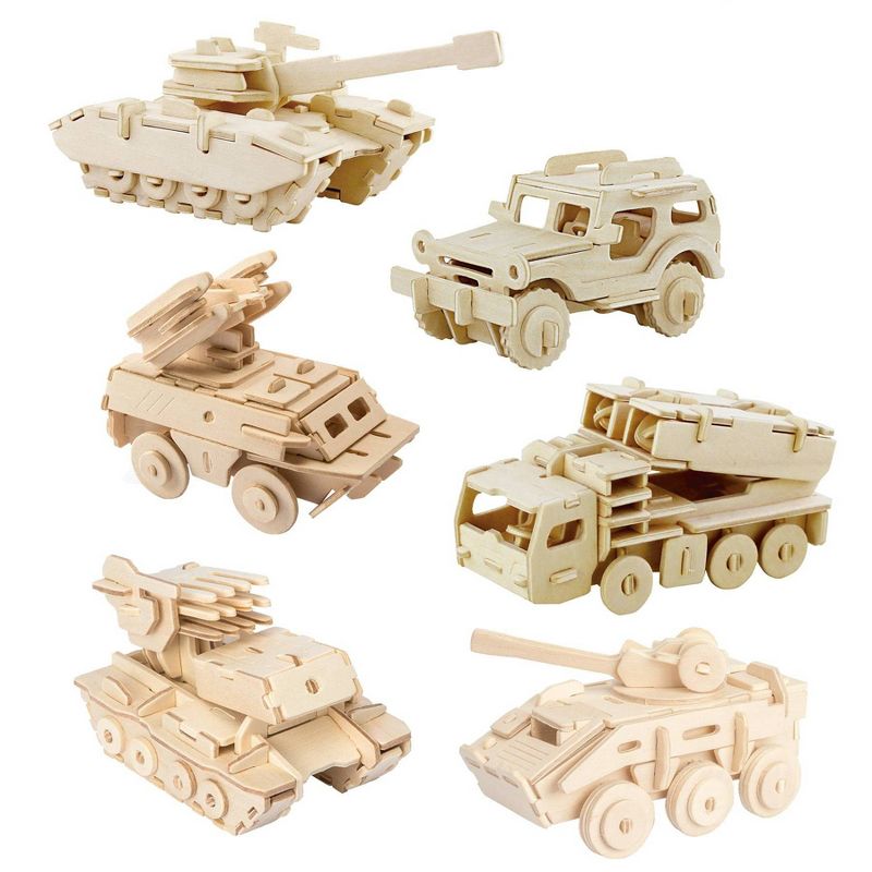 6ct Wooden Puzzle Military Vehicles Bundle Set - Hands Craft, 2 of 4