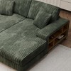 TIRAMISUBEST 110in Sofas Convertible Corduroy Sectional Extra Wide Chaise Double Lounge Built In Storage Armrests Living Room Home Gym, Green - 4 of 4