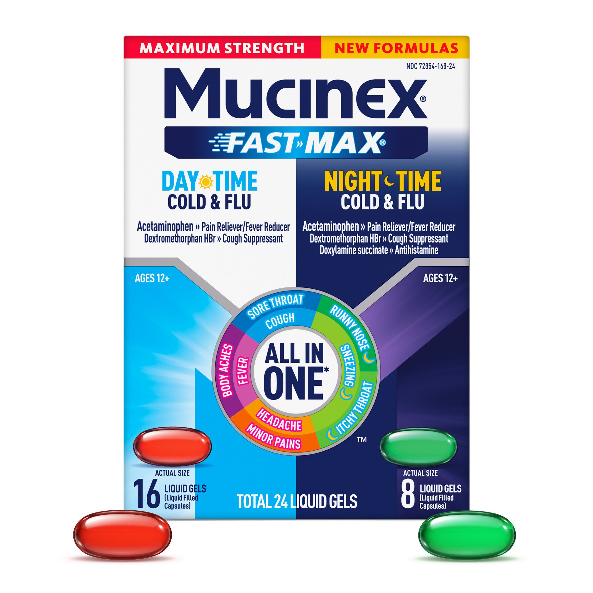 Mucinex FAST-MAX - Day/Night Cold & Flu Liquid Gel Caplet - 24ct