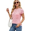 Womens Summer Tops Casual Crewneck Knit Short Sleeve Sweater Loose Fit Lightweight Shirts - 4 of 4