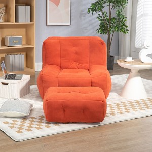 Kumasinova Fluffy Bean Bag Couch with Memory Foam,Lazy Sofa with Ottoman,Bean Bag Chairs for Adults,Lounge Chair Indoor for Living Room - 1 of 4