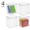 mDesign Plastic Desk Organizer Bin Box, Hinge Lid for Home Office, 4 Pack, Clear - 3 of 4