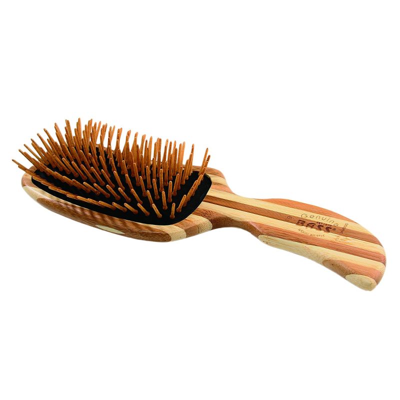 Bass Brushes The Green Brush - Premium Bamboo Handle and Bamboo Pin Style & Detangle Hair Brush - Semi "S", 3 of 6