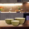 Omniware Simsbury Mixing Bowls, Set of 3 - Nesting Stoneware Bowls for Baking & Cooking - 30 oz, 75 oz, 112 oz - (Olive) - 4 of 4