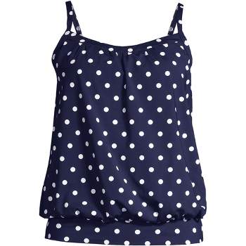 Lands' End Women's Chlorine Resistant Tummy Control Square Neck Underwire  Tankini Swimsuit Top Adjustable Strap - 12 - Deep Sea Polka Dot : Target