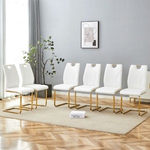 CAVINAS Modern PU Leather Dining Chair with Silver Metal Legs, Ergonomic Design, for Office, Restaurant, Kitchen - 1 of 4