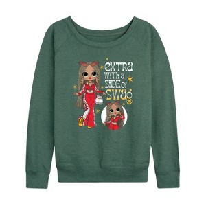 Women's - LOL Surprise! - Extra w/ a Side of Swag Lightweight French Terry Wide Neck Long Sleeve Shirt - 1 of 4