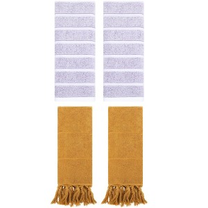 REGALWOVEN 4 Packs Striped and Solid Absorbent Soft Cotton Hand Towel for Bathroom - 1 of 4