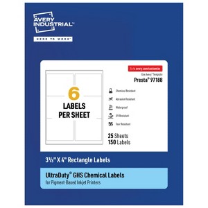 Avery UltraDuty GHS Labels, Waterproof, 3-1/3 X 4 Inch Rectangle Printable Labels, for Use with Pigment Inkjet Printers - 1 of 4