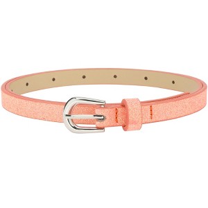 INSPIRE CHIC Women's Shinny Sparkly Bling Extra Thin Skinny PU Leather Waist Belts 1 Pc - 1 of 4