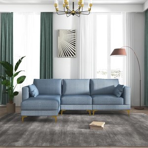 FENCY 4-Seat Suede Velvet Sleeper Sofa with Ottoman - 1 of 4
