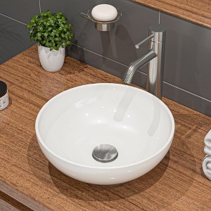 ALFI ABC905 White 15Inch Round Vessel Bowl Above Mount Ceramic Sink - 1 of 4