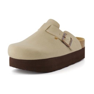 CUSHIONAIRE Women's Loom Cork Footbed Platform Clog - Comfortable Vegan Leather, Arch Support, Wide Widths Available