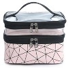 Makeup Bag Cosmetic Bag Travelling Double Layer Make Up Bag Organizer Medium Case for Women Girls Reusable Toiletry Bags(Pink) - 2 of 4