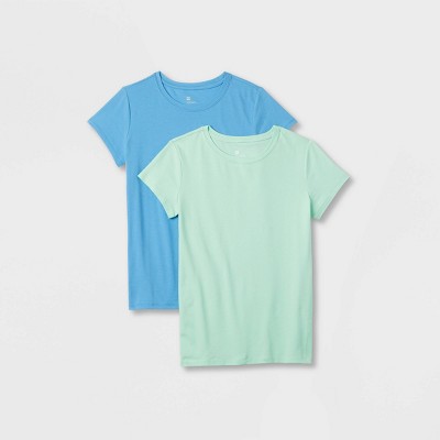 Girls' 2pk Core Short Sleeve T-Shirt - All in Motion™ Light Mint Green XL