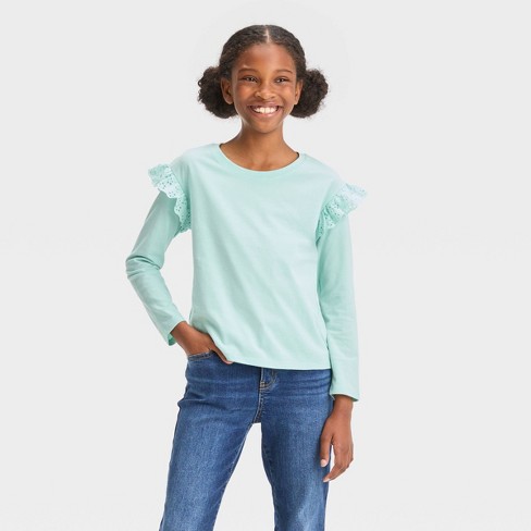 Girls' Short Sleeve Eyelet T-shirt - Cat & Jack™ White Xl : Target