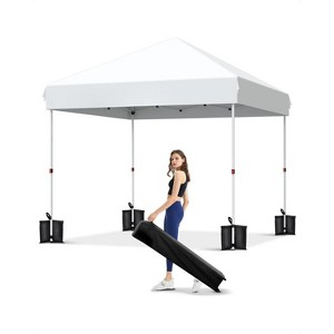 10x10 Pop Up Canopy with 1 Sidewall, Beach Tent 3 Adjustable Heights,UV Protection, Outdoor Sun Shade Events, Parties, Camping - 1 of 4