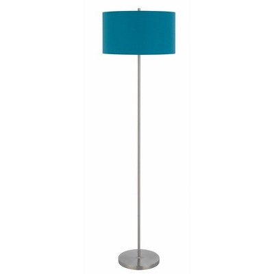 Cal Lighting 150W 3 wayt Cromwell Metal Floor lamp with Aqua Blue Linen Shade
