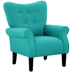 Erommy Mid Century Velvet Tufted Armchair, High Back Accent Chair - 1 of 4