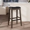 FONTOI 32" Upholstered Barstools with Black Leather Seat, Bar Stools without Backs for Living Room Kitchen, Gray&Black, 17"*32"*20" - 2 of 4