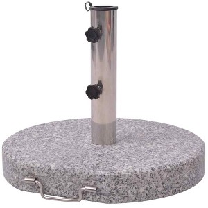 vidaXL 66.1lb Round Umbrella Base with Handle & Wheels, Stainless Steel Pipe, Ø17.7"x14.6" Gray - 1 of 4