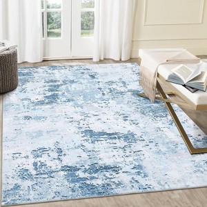 Modern Abstract Runner Rug - Washable, Stain-Resistant, Non-Slip Backing, Low Pile, for Kitchen or Hallway - 1 of 4