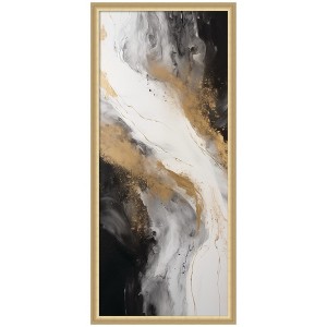 Kate and Laurel Luxe Drift Modern Elegant Abstract by The Creative Bunch Studio Framed Wall Art Print, 19 x 42, Florence Gold - 1 of 4