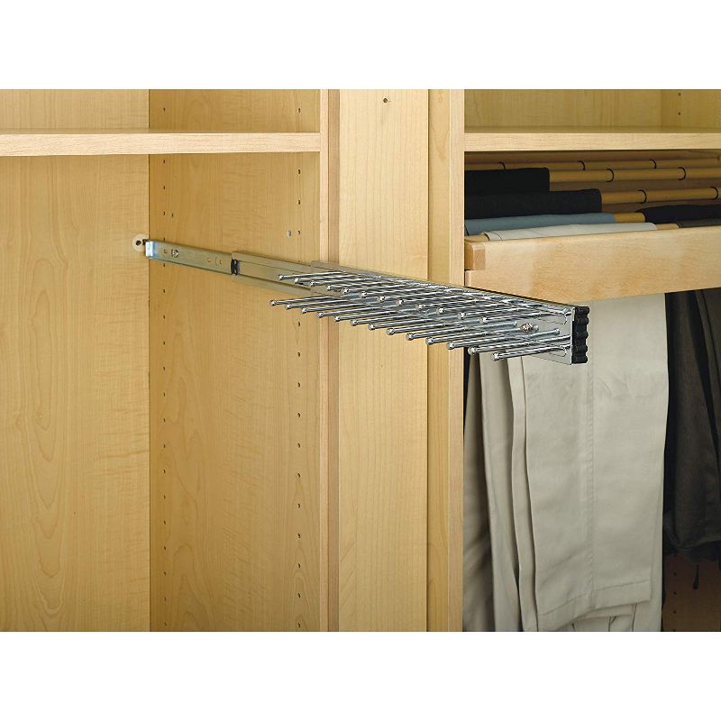Rev-A-Shelf TRC-12CR 12-Inch Side Mount Extending Closet Tie and Belt Organization Storage Rack Holder for Up To 23 Ties, Chrome (2 Pack), 5 of 7