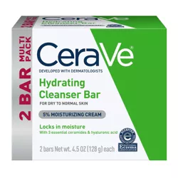 CeraVe Hydrating Body and Facial Cleanser Bar Soap - 4.5oz/2pk